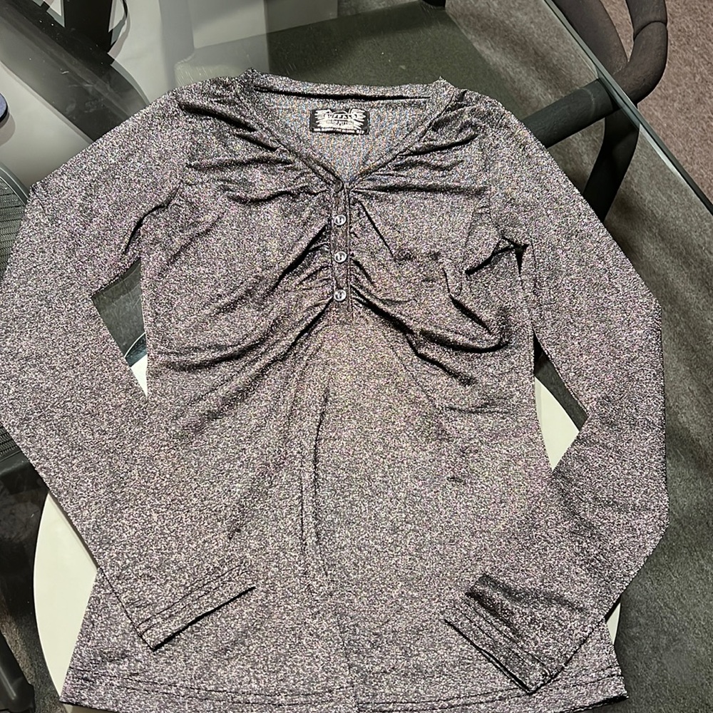 Silver and black sparkle long sleeve T-shirt